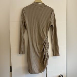 Elegant Tan Ribbed Dress